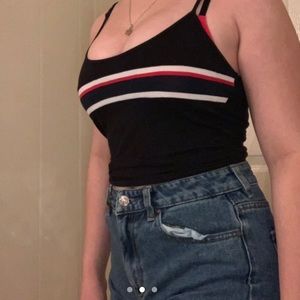 black white red and navy stripe tank!!